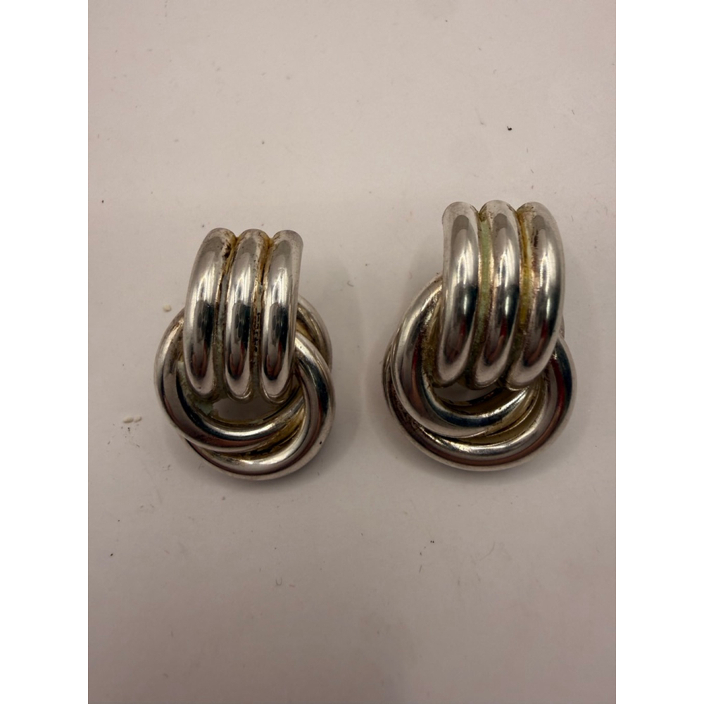Women's Sterling Silver large 
 Knot Stud Earrings, One Size